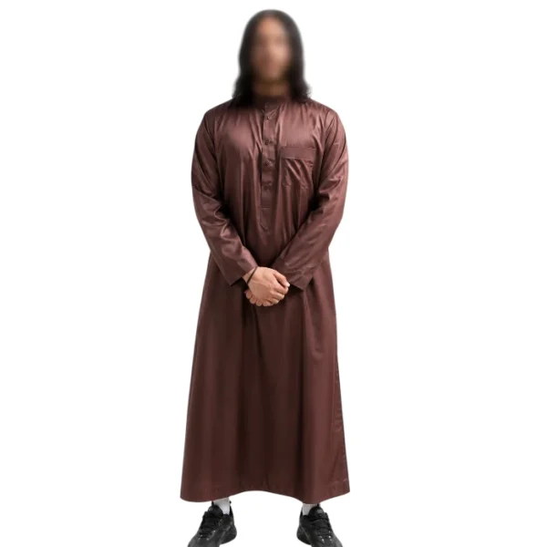 Qamis marron avec boutton