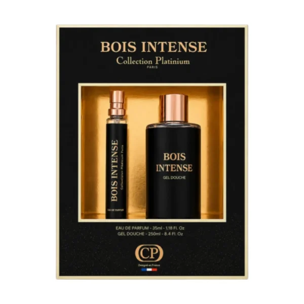 Coffret Bois Intense – Eau de Parfum 35 ml + Gel Douche 250 ml – Collection Platinium Paris